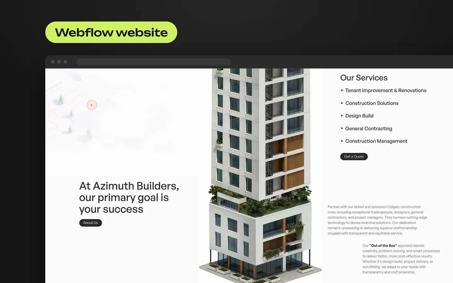 Інтерактивний сайт на Webflow з нестандартним скролом