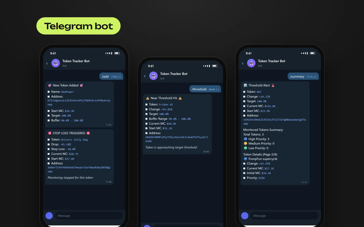 Telegram Crypto Token Tracker Bot with TP/SL Monitoring